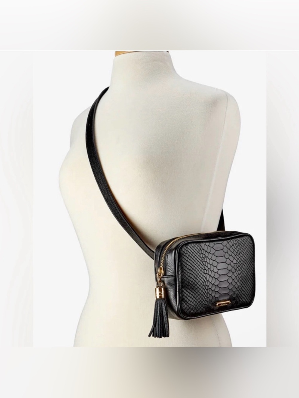 GiGi New York Kylie Leather Belt Bag. Black.